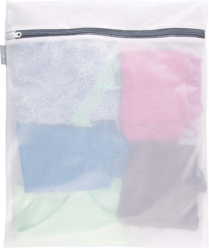 Mesh Laundry Bags with Built in Zipper for Cleaning Delicates– Set of 2, 1 Medium and 1 Large Bag, White