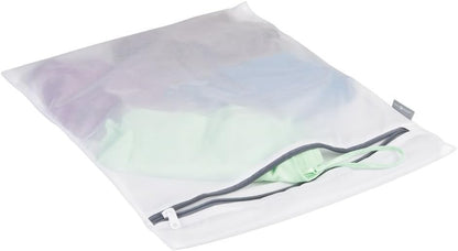 Mesh Laundry Bags with Built in Zipper for Cleaning Delicates– Set of 2, 1 Medium and 1 Large Bag, White