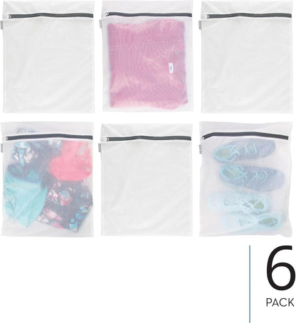 Mesh Laundry Bags with Built in Zipper for Cleaning Delicates– Set of 2, 1 Medium and 1 Large Bag, White