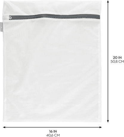 Mesh Laundry Bags with Built in Zipper for Cleaning Delicates– Set of 2, 1 Medium and 1 Large Bag, White