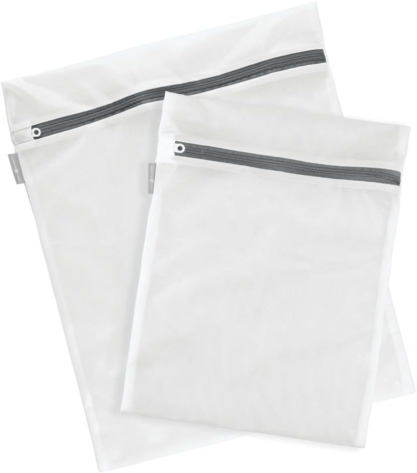 Mesh Laundry Bags with Built in Zipper for Cleaning Delicates– Set of 2, 1 Medium and 1 Large Bag, White