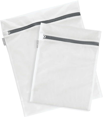 Mesh Laundry Bags with Built in Zipper for Cleaning Delicates– Set of 2, 1 Medium and 1 Large Bag, White