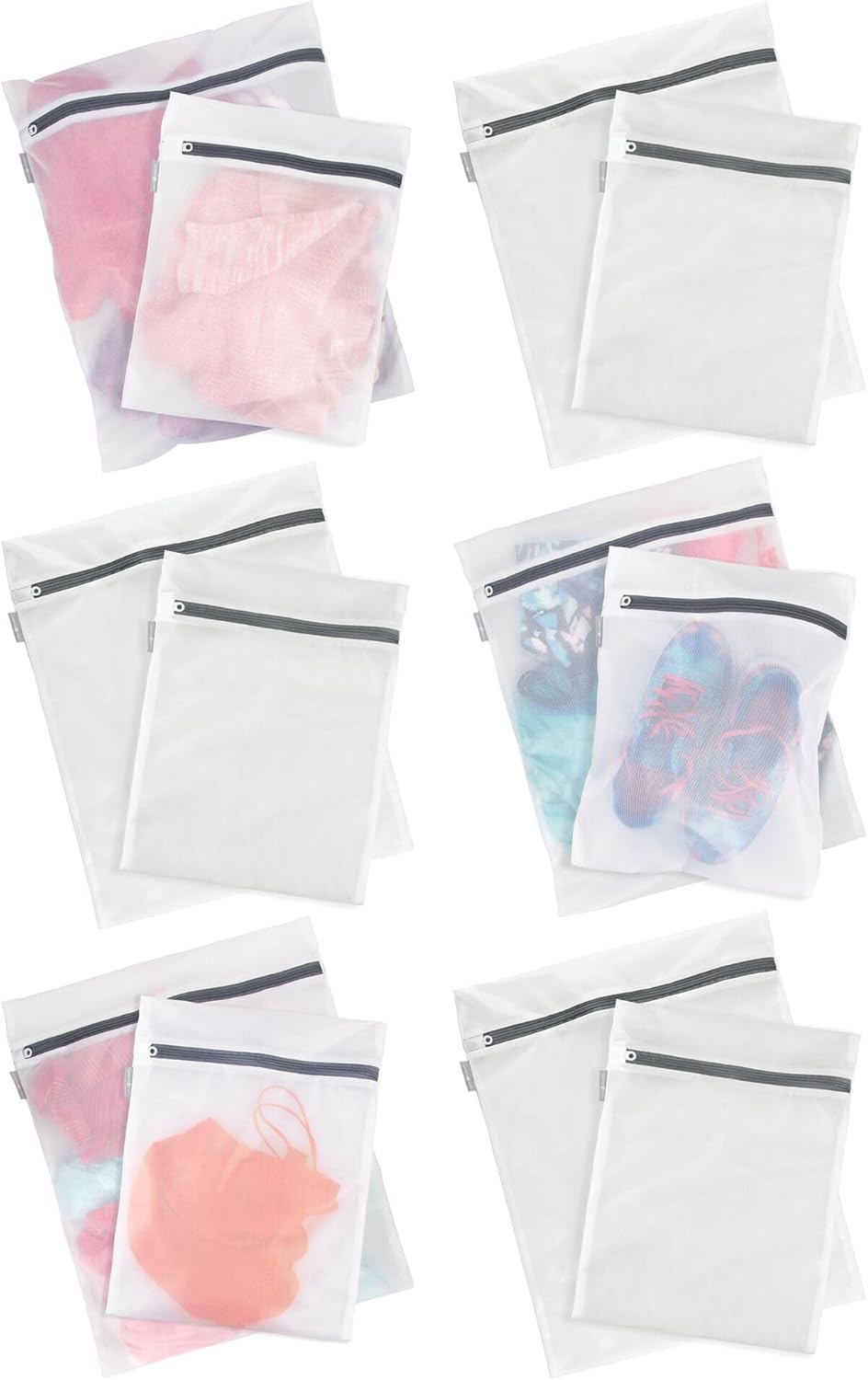 Mesh Laundry Bags with Built in Zipper for Cleaning Delicates– Set of 2, 1 Medium and 1 Large Bag, White