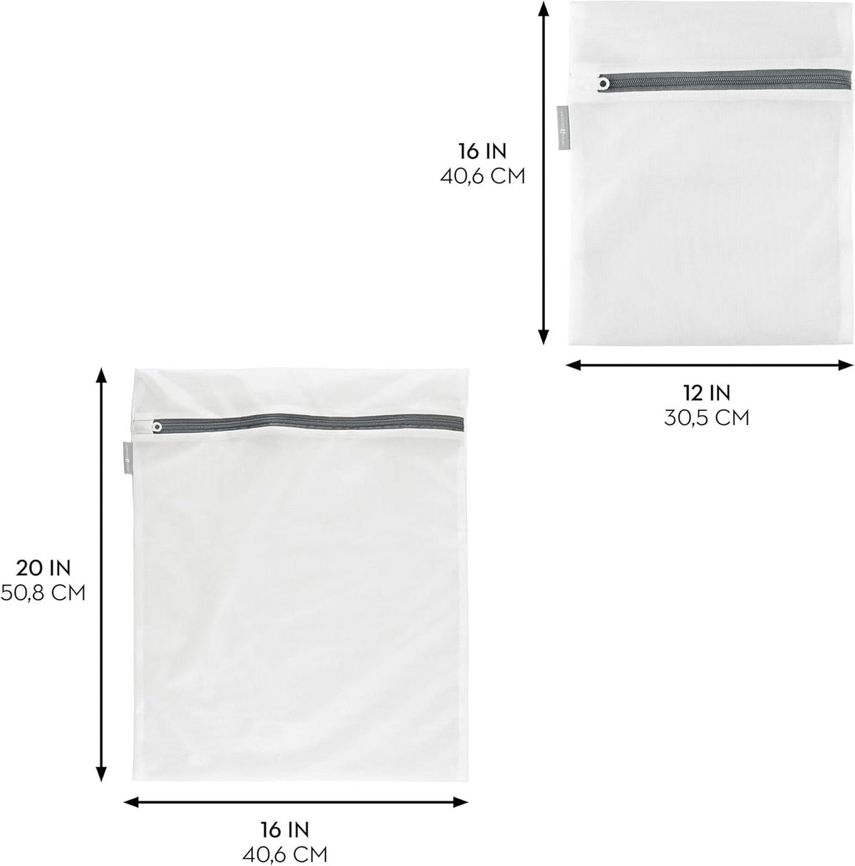 Mesh Laundry Bags with Built in Zipper for Cleaning Delicates– Set of 2, 1 Medium and 1 Large Bag, White