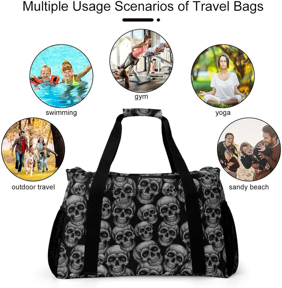 Lightweight Weekender Overnight Bag Foldable Travel Duffel Tote Bag Carry On for Women Gym Luggage
