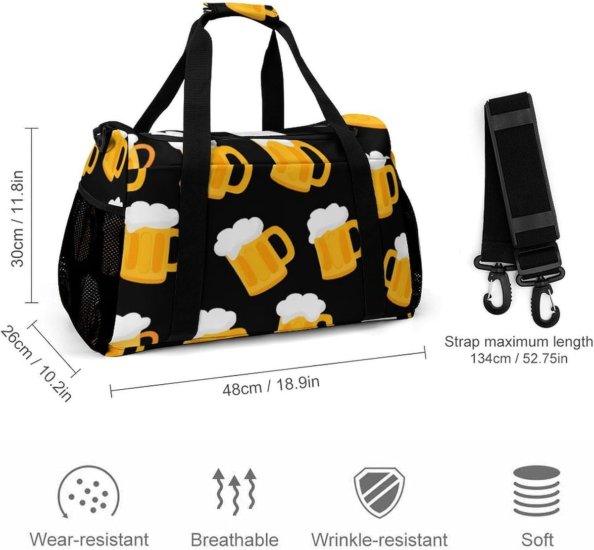 Lightweight Weekender Overnight Bag Foldable Travel Duffel Tote Bag Carry On for Women Gym Luggage