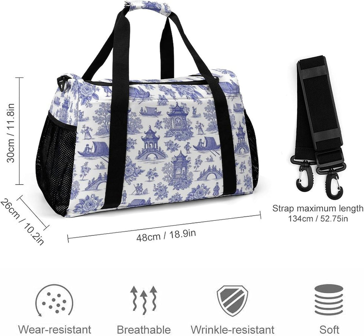 Lightweight Weekender Overnight Bag Foldable Travel Duffel Tote Bag Carry On for Women Gym Luggage