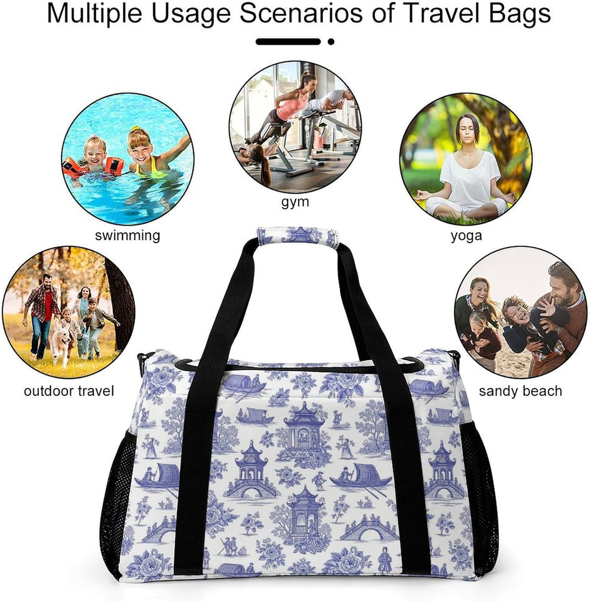 Lightweight Weekender Overnight Bag Foldable Travel Duffel Tote Bag Carry On for Women Gym Luggage