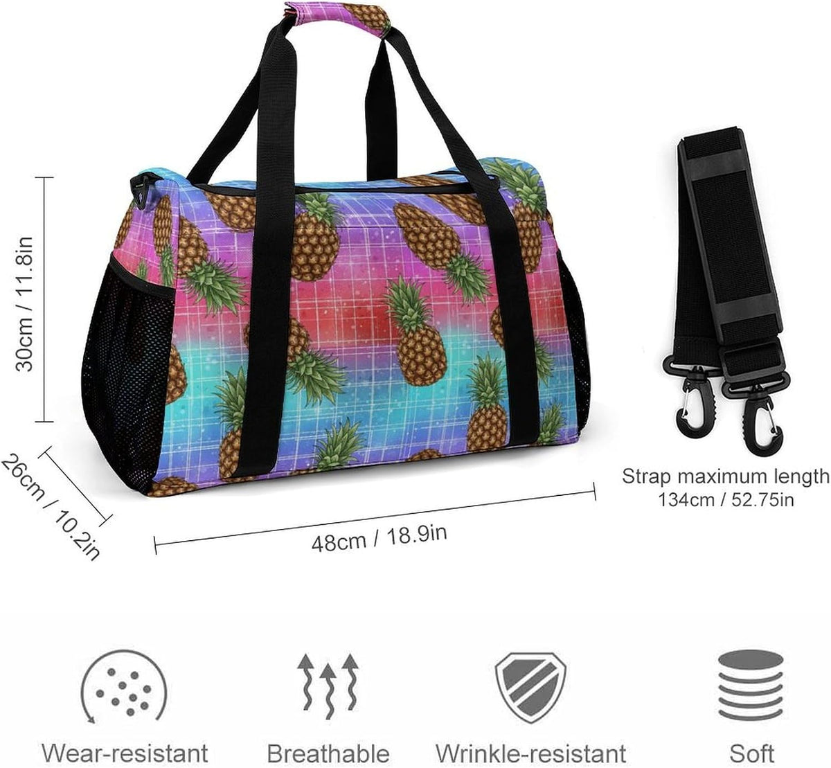 Lightweight Weekender Overnight Bag Foldable Travel Duffel Tote Bag Carry On for Women Gym Luggage