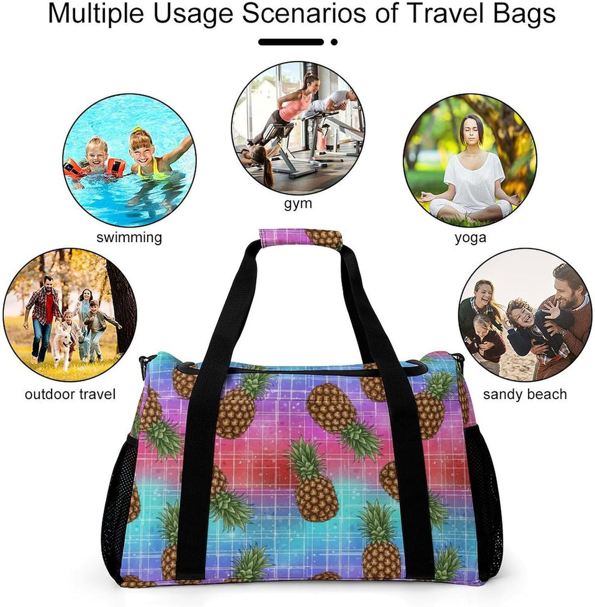 Lightweight Weekender Overnight Bag Foldable Travel Duffel Tote Bag Carry On for Women Gym Luggage