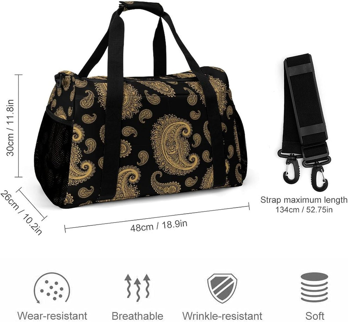 Lightweight Weekender Overnight Bag Foldable Travel Duffel Tote Bag Carry On for Women Gym Luggage