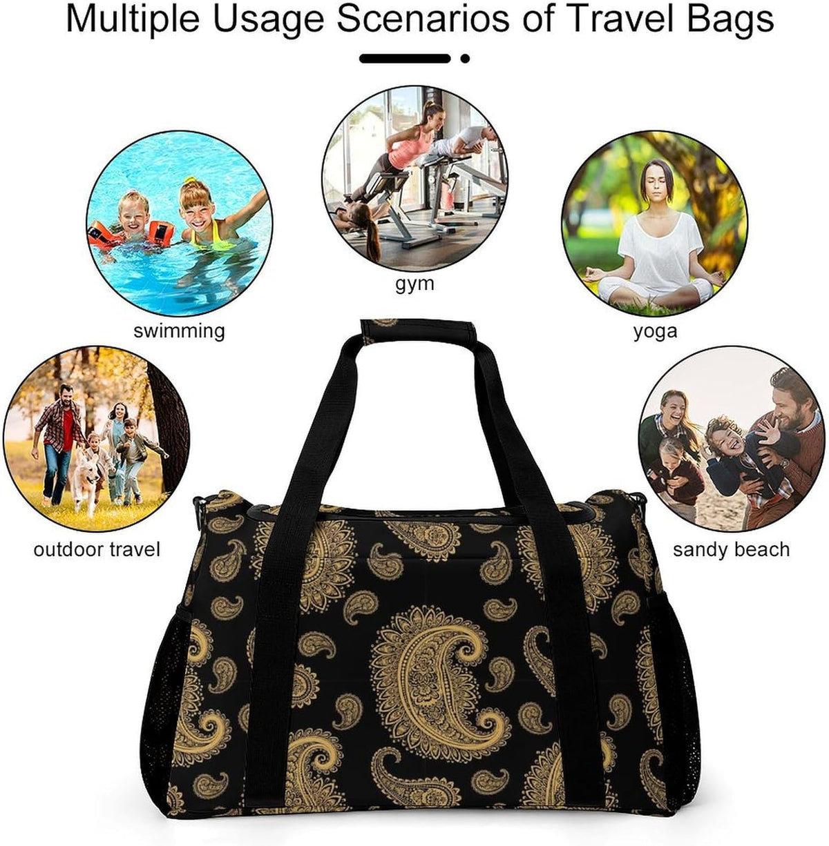 Lightweight Weekender Overnight Bag Foldable Travel Duffel Tote Bag Carry On for Women Gym Luggage