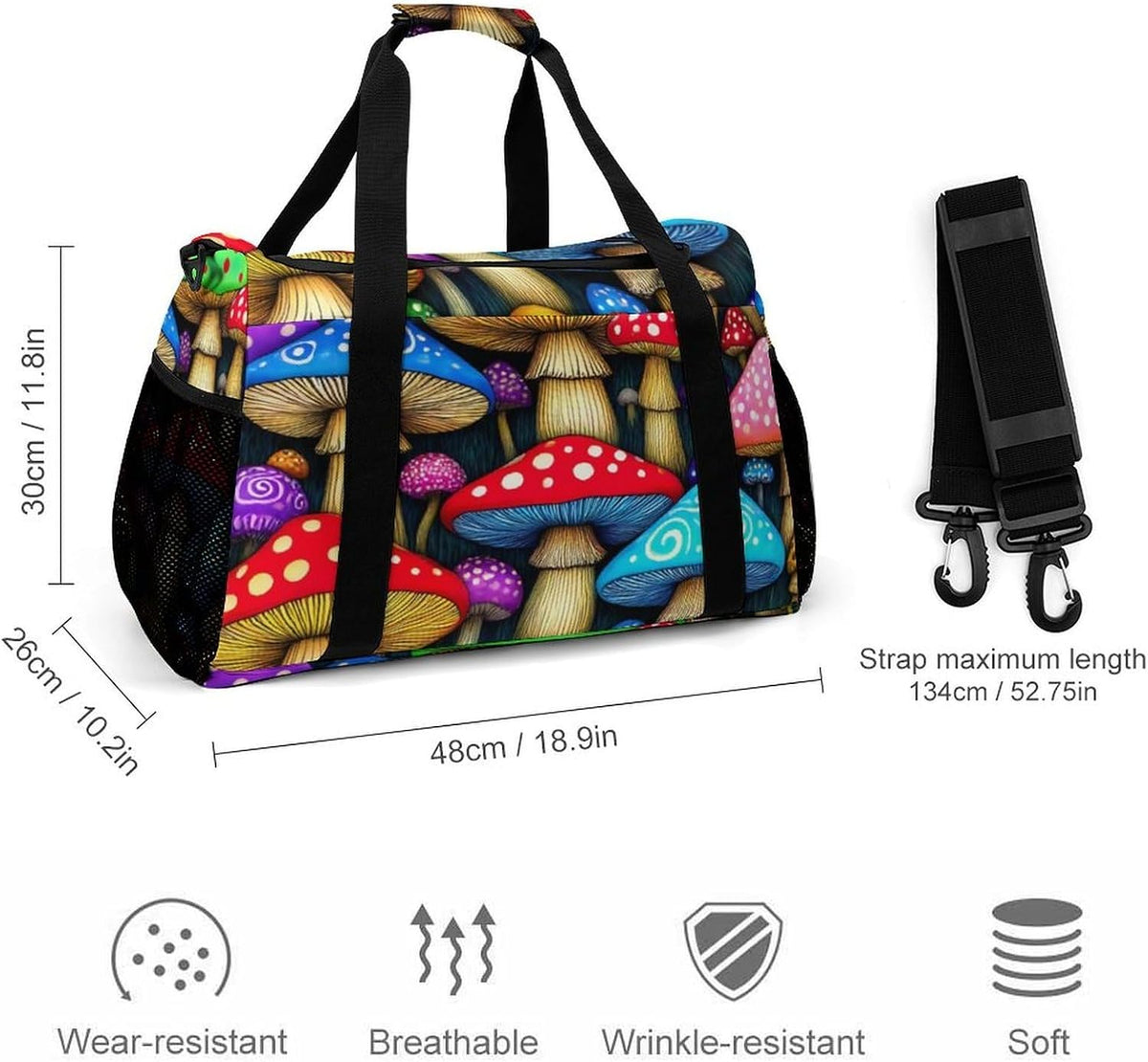Lightweight Weekender Overnight Bag Foldable Travel Duffel Tote Bag Carry On for Women Gym Luggage
