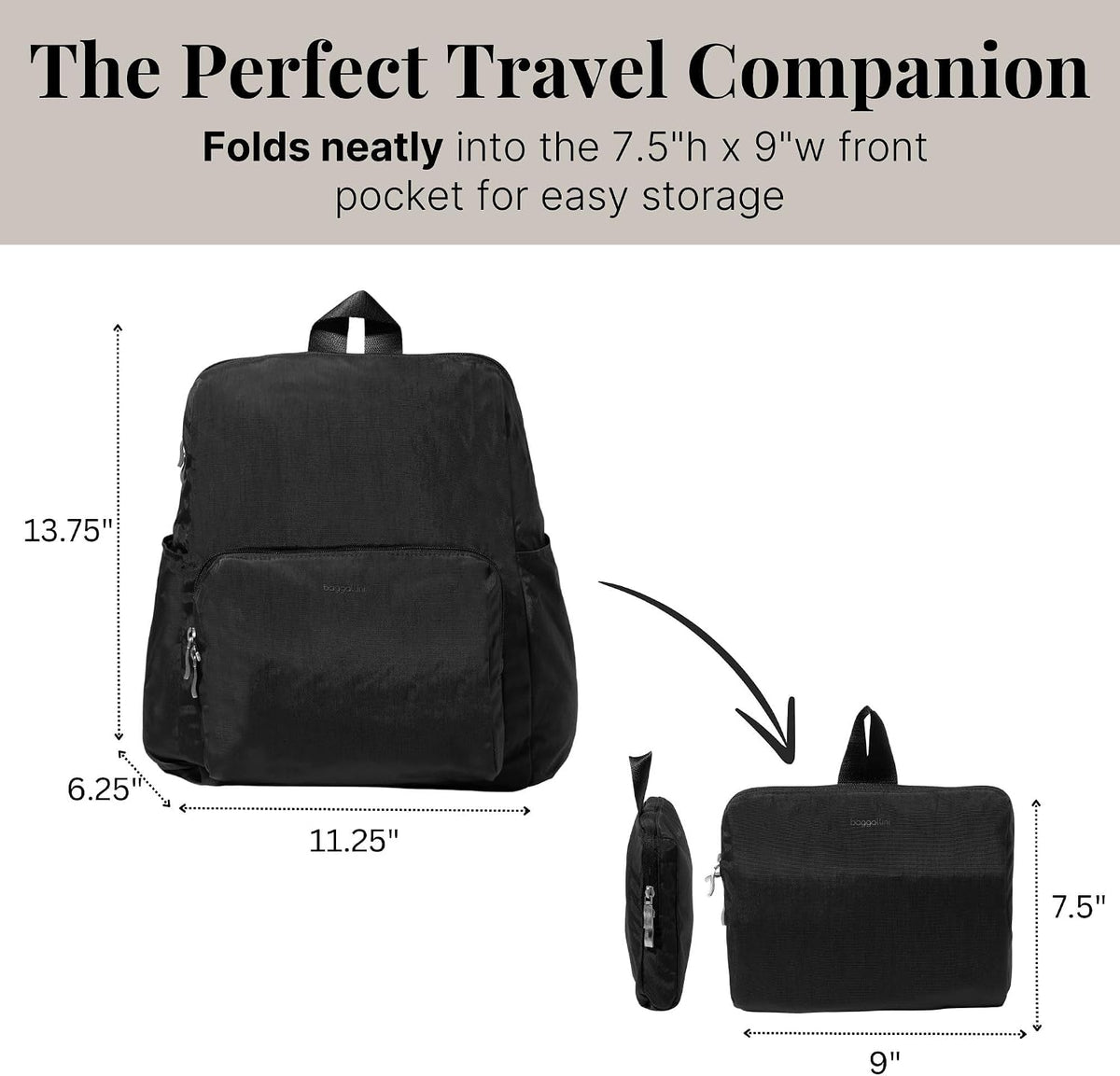 Women's Carryall Packable Backpack, Black