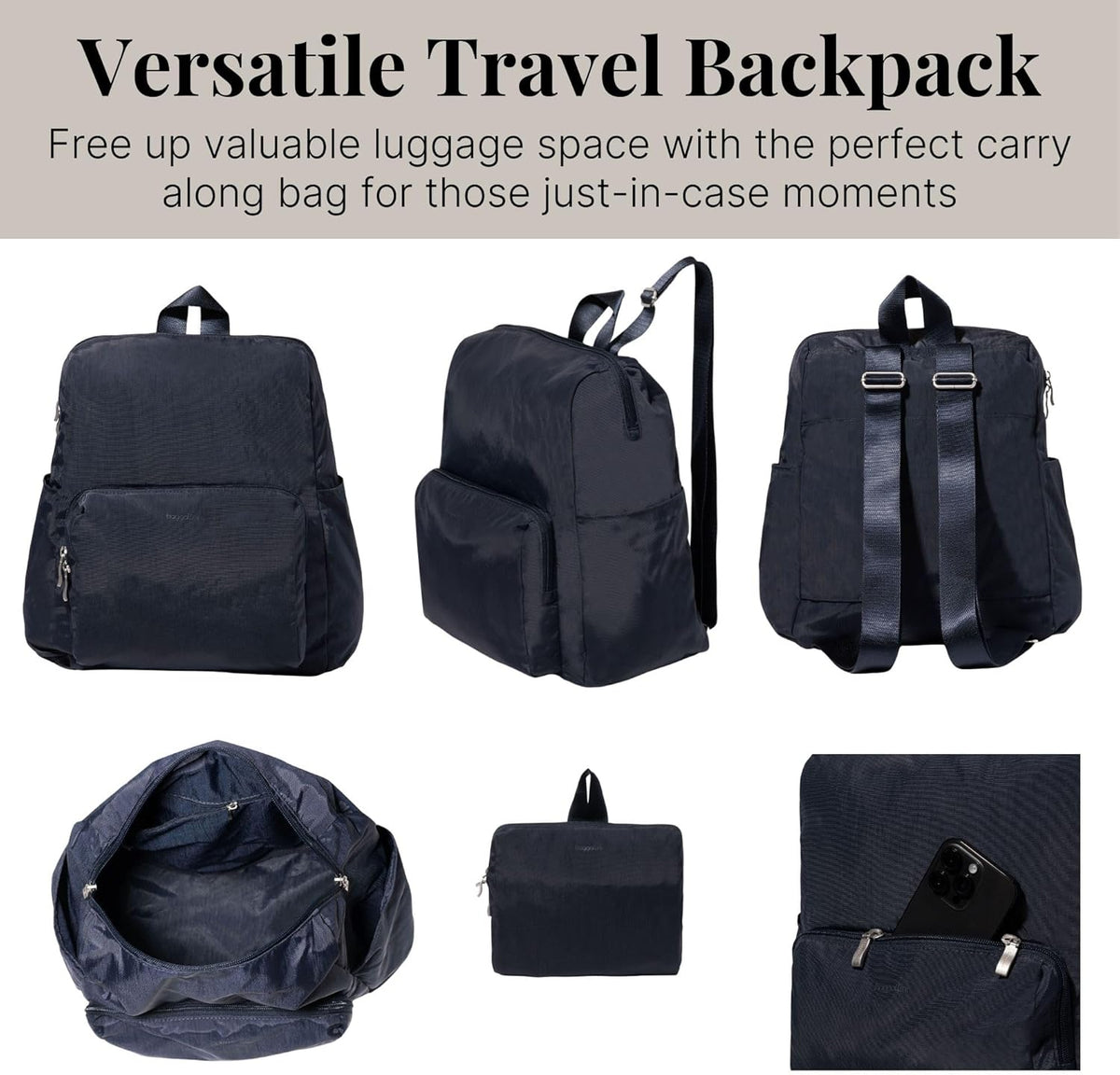 Women's Carryall Packable Backpack, Black