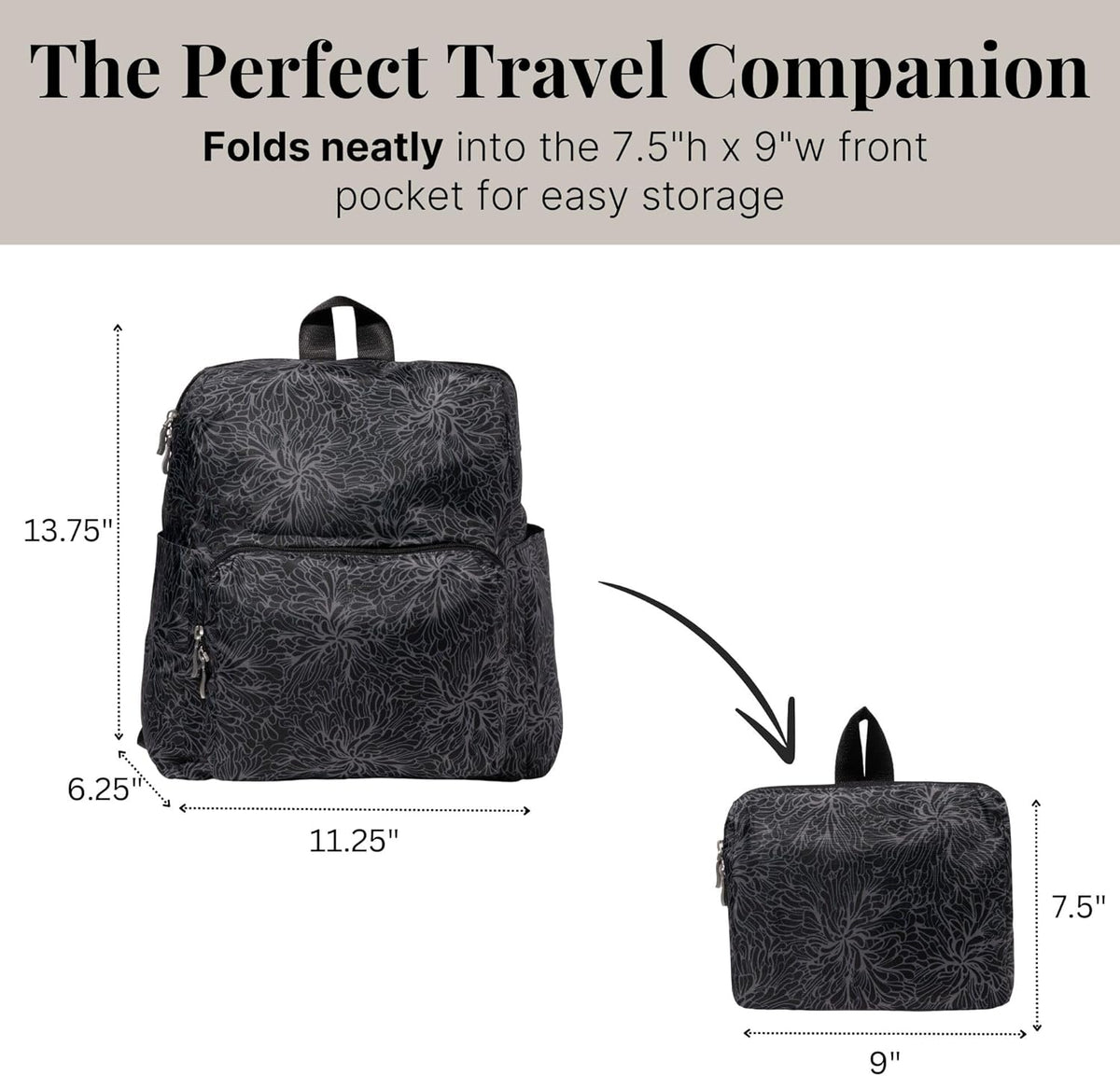 Women's Carryall Packable Backpack, Black