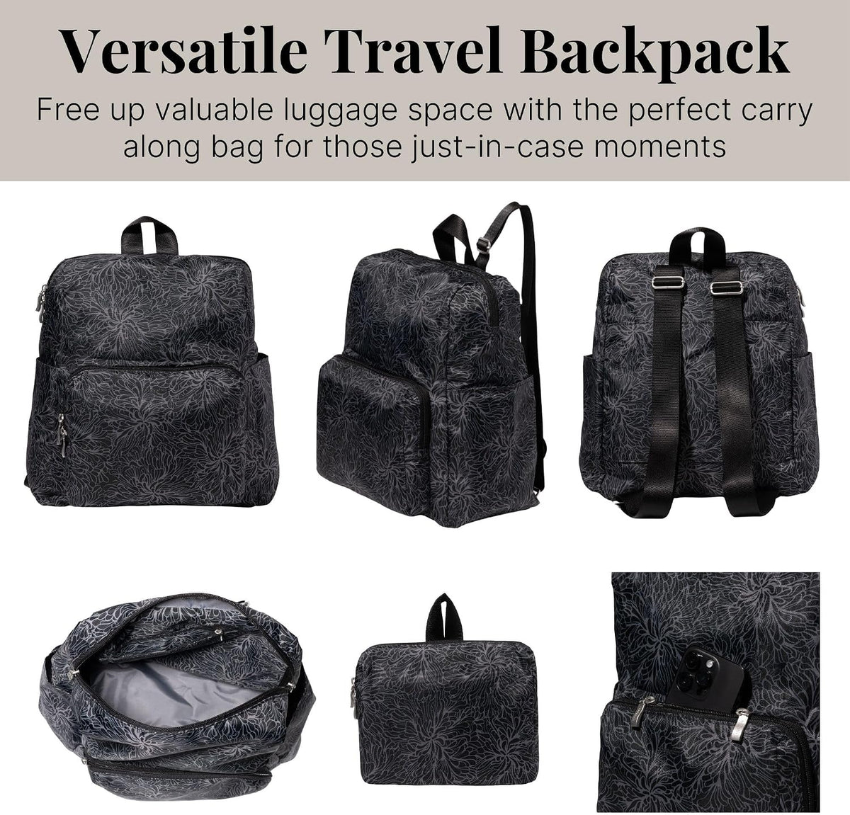 Women's Carryall Packable Backpack, Black