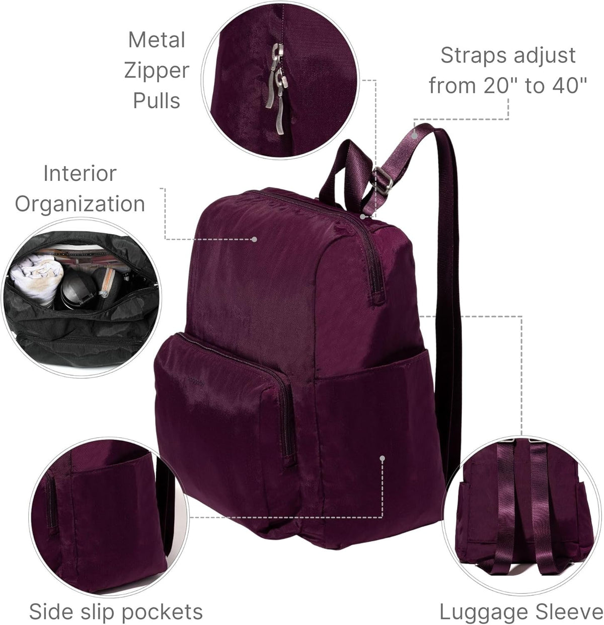 Women's Carryall Packable Backpack, Black