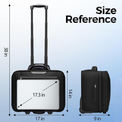 Rolling Laptop Bag Women, Rolling Briefcase for Women Men with Cup Holder, 18" Large Carry On Laptops Bags with Wheels, Water Resistant Overnight Roller Computer Bag for Work Travel Business