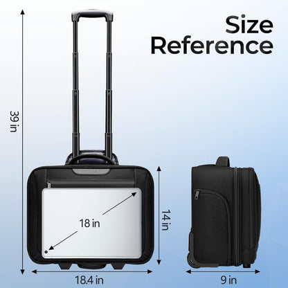 Rolling Laptop Bag Women, Rolling Briefcase for Women Men with Cup Holder, 18" Large Carry On Laptops Bags with Wheels, Water Resistant Overnight Roller Computer Bag for Work Travel Business