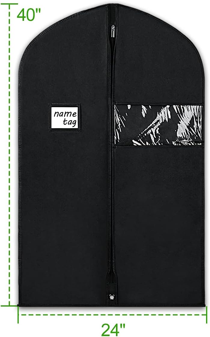 Garment Bags for Travel 54" Tri-fold Garment Bag for Dresses Long Suit Bags Dress Bags for Closet Storage Hanging Clothes for Suit Coats Tuxedos Dresses with 4 Big Pockets, Black