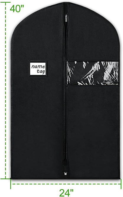 Garment Bags for Travel 54" Tri-fold Garment Bag for Dresses Long Suit Bags Dress Bags for Closet Storage Hanging Clothes for Suit Coats Tuxedos Dresses with 4 Big Pockets, Black