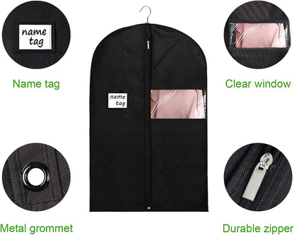 Garment Bags for Travel 54" Tri-fold Garment Bag for Dresses Long Suit Bags Dress Bags for Closet Storage Hanging Clothes for Suit Coats Tuxedos Dresses with 4 Big Pockets, Black