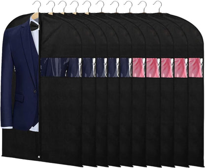 Garment Bags for Travel 54" Tri-fold Garment Bag for Dresses Long Suit Bags Dress Bags for Closet Storage Hanging Clothes for Suit Coats Tuxedos Dresses with 4 Big Pockets, Black