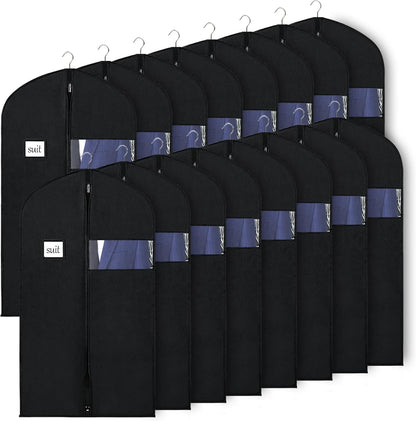 Garment Bags for Travel 54" Tri-fold Garment Bag for Dresses Long Suit Bags Dress Bags for Closet Storage Hanging Clothes for Suit Coats Tuxedos Dresses with 4 Big Pockets, Black