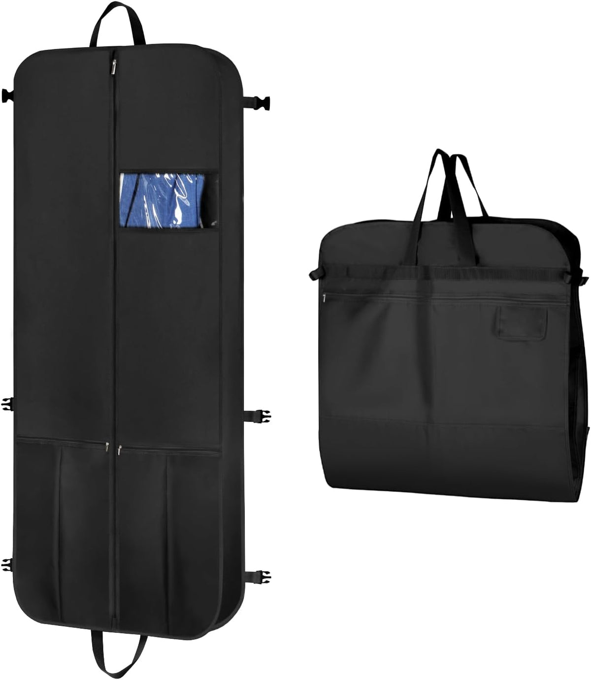 Garment Bags for Travel 54" Tri-fold Garment Bag for Dresses Long Suit Bags Dress Bags for Closet Storage Hanging Clothes for Suit Coats Tuxedos Dresses with 4 Big Pockets, Black