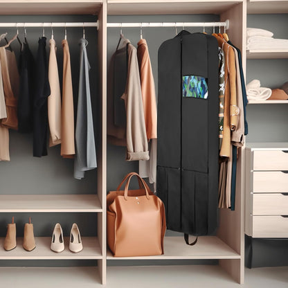 Garment Bags for Travel 54" Tri-fold Garment Bag for Dresses Long Suit Bags Dress Bags for Closet Storage Hanging Clothes for Suit Coats Tuxedos Dresses with 4 Big Pockets, Black