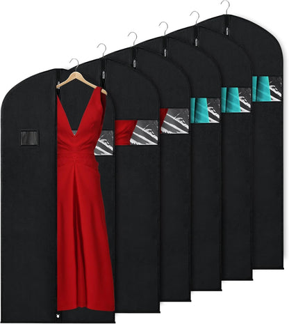 Garment Bags for Travel 54" Tri-fold Garment Bag for Dresses Long Suit Bags Dress Bags for Closet Storage Hanging Clothes for Suit Coats Tuxedos Dresses with 4 Big Pockets, Black