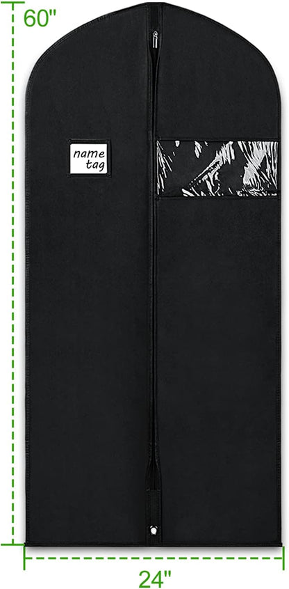 Garment Bags for Travel 54" Tri-fold Garment Bag for Dresses Long Suit Bags Dress Bags for Closet Storage Hanging Clothes for Suit Coats Tuxedos Dresses with 4 Big Pockets, Black