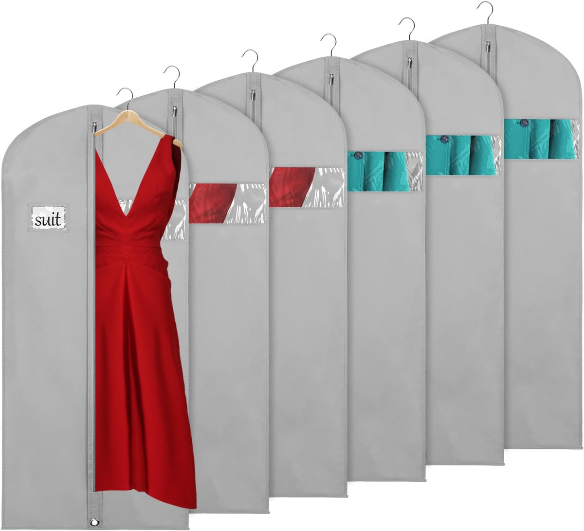 Garment Bags for Travel 54" Tri-fold Garment Bag for Dresses Long Suit Bags Dress Bags for Closet Storage Hanging Clothes for Suit Coats Tuxedos Dresses with 4 Big Pockets, Black