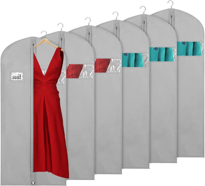 Garment Bags for Travel 54" Tri-fold Garment Bag for Dresses Long Suit Bags Dress Bags for Closet Storage Hanging Clothes for Suit Coats Tuxedos Dresses with 4 Big Pockets, Black