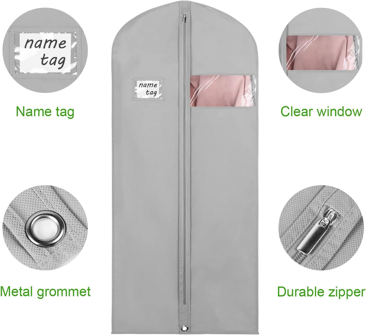 Garment Bags for Travel 54" Tri-fold Garment Bag for Dresses Long Suit Bags Dress Bags for Closet Storage Hanging Clothes for Suit Coats Tuxedos Dresses with 4 Big Pockets, Black