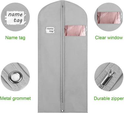 Garment Bags for Travel 54" Tri-fold Garment Bag for Dresses Long Suit Bags Dress Bags for Closet Storage Hanging Clothes for Suit Coats Tuxedos Dresses with 4 Big Pockets, Black