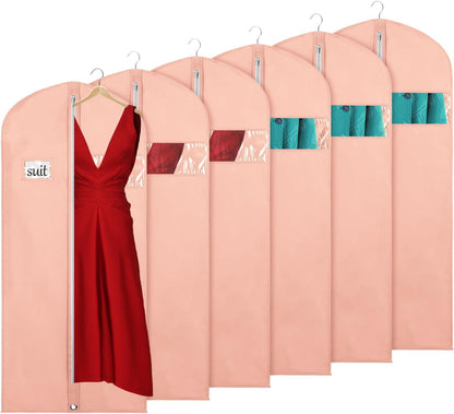 Garment Bags for Travel 54" Tri-fold Garment Bag for Dresses Long Suit Bags Dress Bags for Closet Storage Hanging Clothes for Suit Coats Tuxedos Dresses with 4 Big Pockets, Black