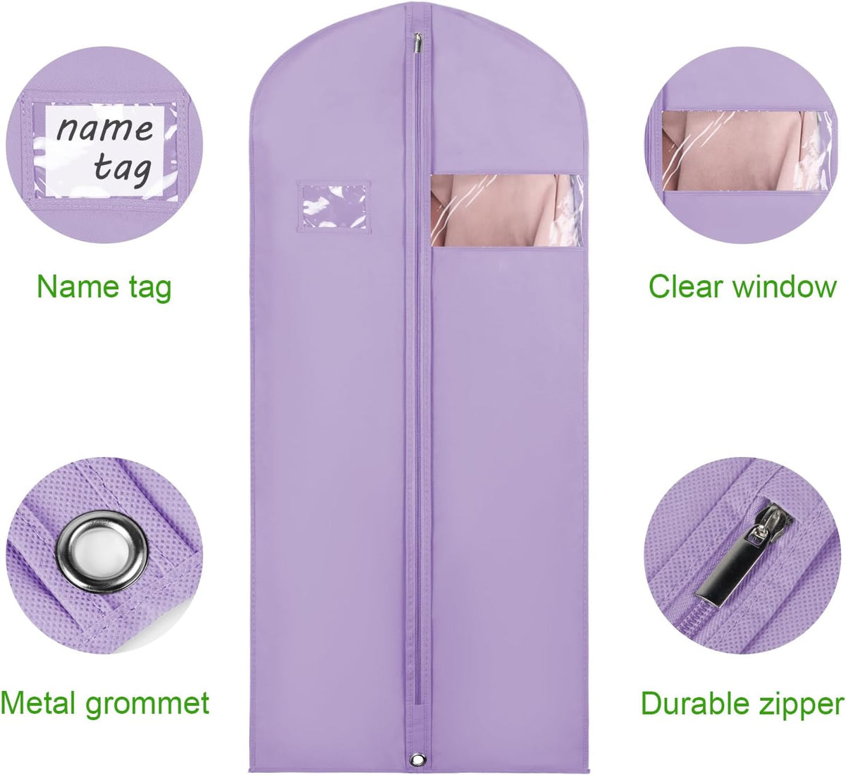 Garment Bags for Travel 54" Tri-fold Garment Bag for Dresses Long Suit Bags Dress Bags for Closet Storage Hanging Clothes for Suit Coats Tuxedos Dresses with 4 Big Pockets, Black