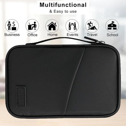 Waterproof Passport Holder, RFID Blocking Wallet, Portable Travel Document Organizer for Men & Women, Travel Essentials (Black)