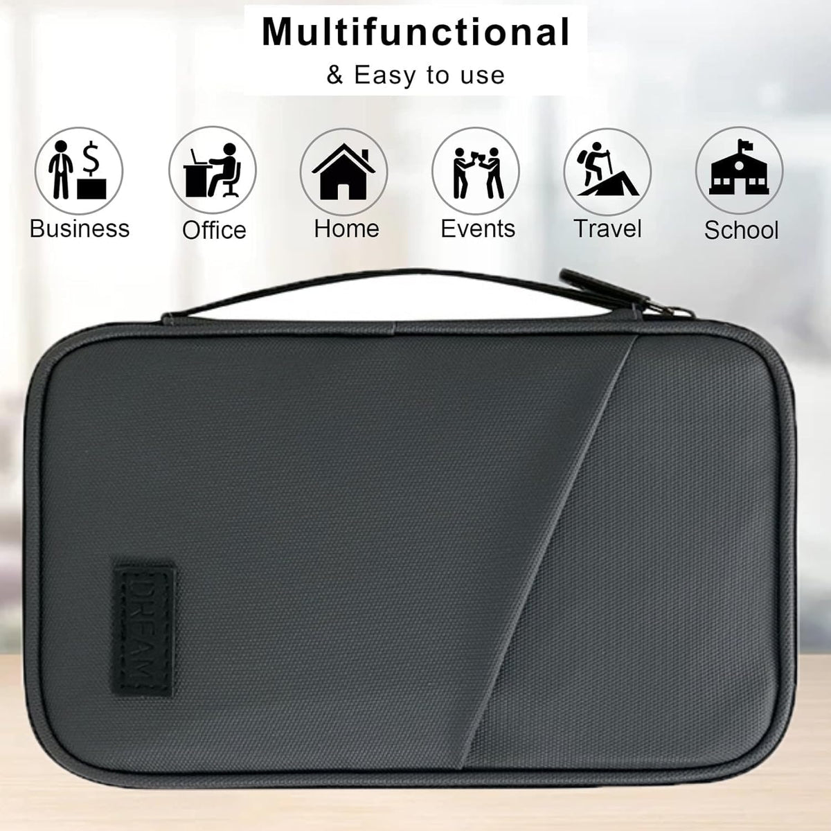 Waterproof Passport Holder, RFID Blocking Wallet, Portable Travel Document Organizer for Men & Women, Travel Essentials (Black)