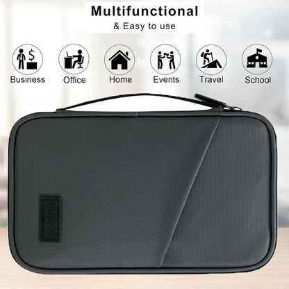Waterproof Passport Holder, RFID Blocking Wallet, Portable Travel Document Organizer for Men & Women, Travel Essentials (Black)