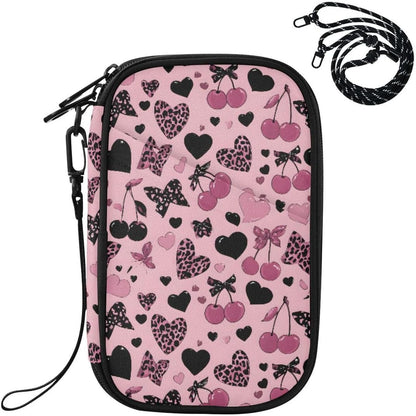 Leopard Print Heart Cherry Passport Holder Family Passport Wallet | for Women Men Rfid Blocking Passport Holders Bag Travel Document Organizer with Zipper