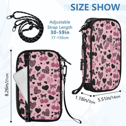Leopard Print Heart Cherry Passport Holder Family Passport Wallet | for Women Men Rfid Blocking Passport Holders Bag Travel Document Organizer with Zipper