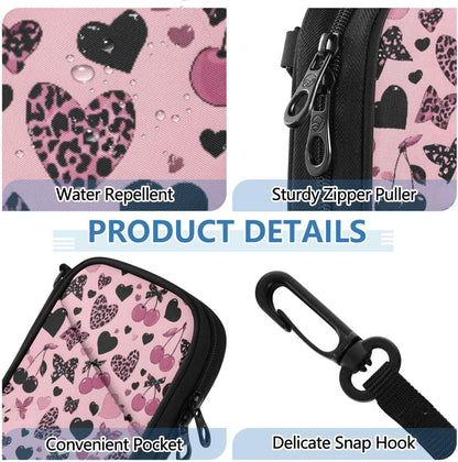 Leopard Print Heart Cherry Passport Holder Family Passport Wallet | for Women Men Rfid Blocking Passport Holders Bag Travel Document Organizer with Zipper