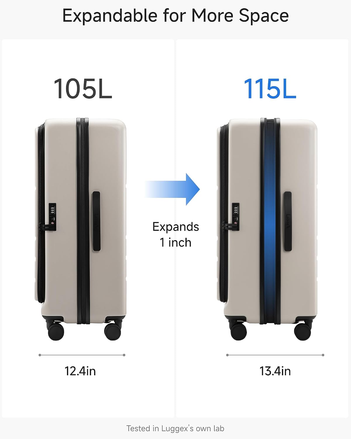 LUGGEX Carry On Luggage 22x14x9 Airline Approved, Expandable Polycarbonate Suitcase with Front Pocket (FX-Core, Charcoal Metallic, 20 Inch)