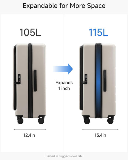 LUGGEX Carry On Luggage 22x14x9 Airline Approved, Expandable Polycarbonate Suitcase with Front Pocket (FX-Core, Charcoal Metallic, 20 Inch)