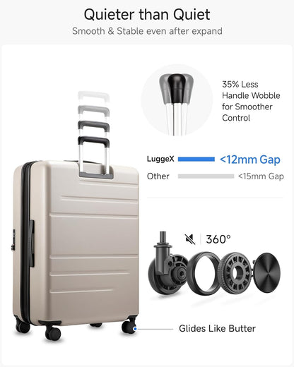 LUGGEX Carry On Luggage 22x14x9 Airline Approved, Expandable Polycarbonate Suitcase with Front Pocket (FX-Core, Charcoal Metallic, 20 Inch)