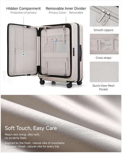 LUGGEX Carry On Luggage 22x14x9 Airline Approved, Expandable Polycarbonate Suitcase with Front Pocket (FX-Core, Charcoal Metallic, 20 Inch)