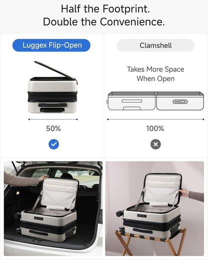 LUGGEX Carry On Luggage 22x14x9 Airline Approved, Expandable Polycarbonate Suitcase with Front Pocket (FX-Core, Charcoal Metallic, 20 Inch)
